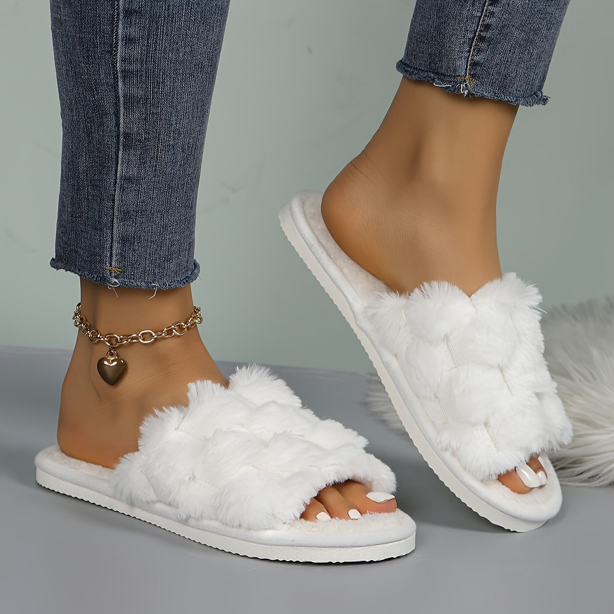 Comfortable Argyle Fuzzy Slippers - Women'S All-Season Warm Indoor Home Slides - Breathable Fabric EVA Sole Hand Washable - Pink