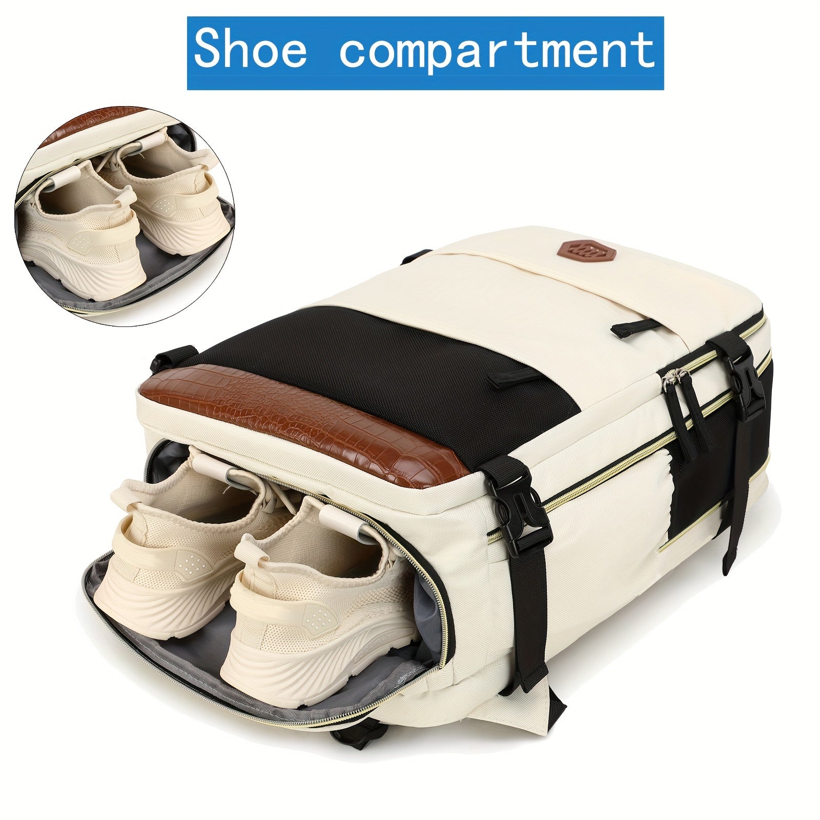 Airlines Approved Women'S Travel Backpack with Shoe Compartment, Casual Laptop Bag, Adjustable Strap, Zipper Closure, Polyester Lining, Solid Color, USB Powered - Multi-Color Options