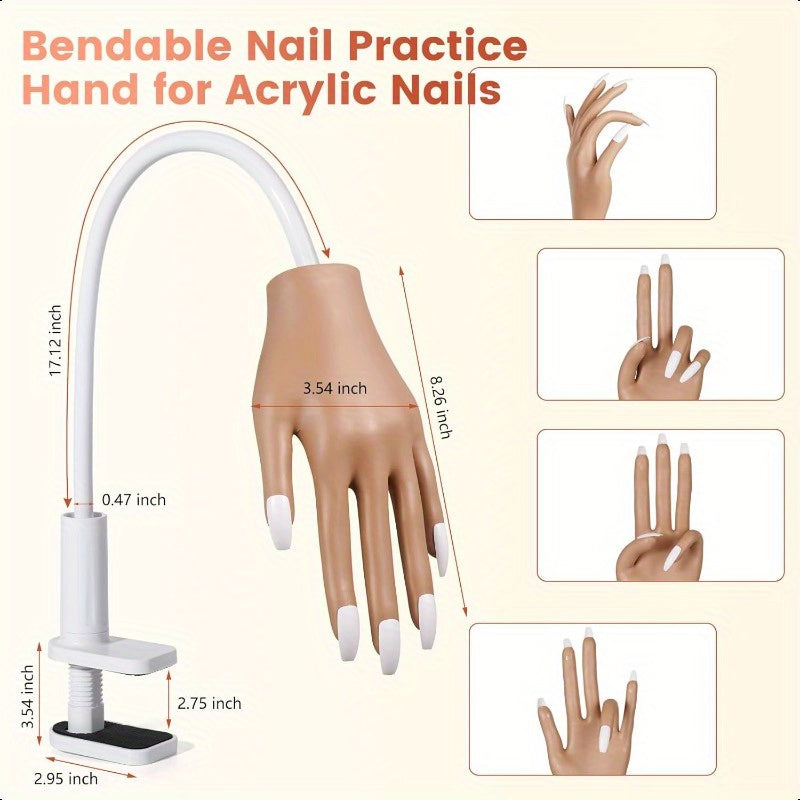 Practice Hand for Acrylic Nails: Nail Tips Won't Fall off From Fake Nail Practice Hand - Flexible Nail Mannequin Hand Practice for Beginners