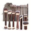 MAANGE 21-Piece Professional Makeup Brush Set, Includes 20 Aluminum Tube Brushes with Velvet Bag, Foundation, Contour, Powder, Blush, Eyeshadow, Eyelash, Browsing Brushes, Travel-Friendly, Unfragranced, Nylon Bristles, Metal