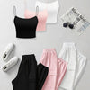 [Stylish Lounge Wear Set] 6pcs Comfortable Polyester Vest and Sweatpants Set - Solid Color Knit Fabric, All-Season Lounge Wear with Pockets