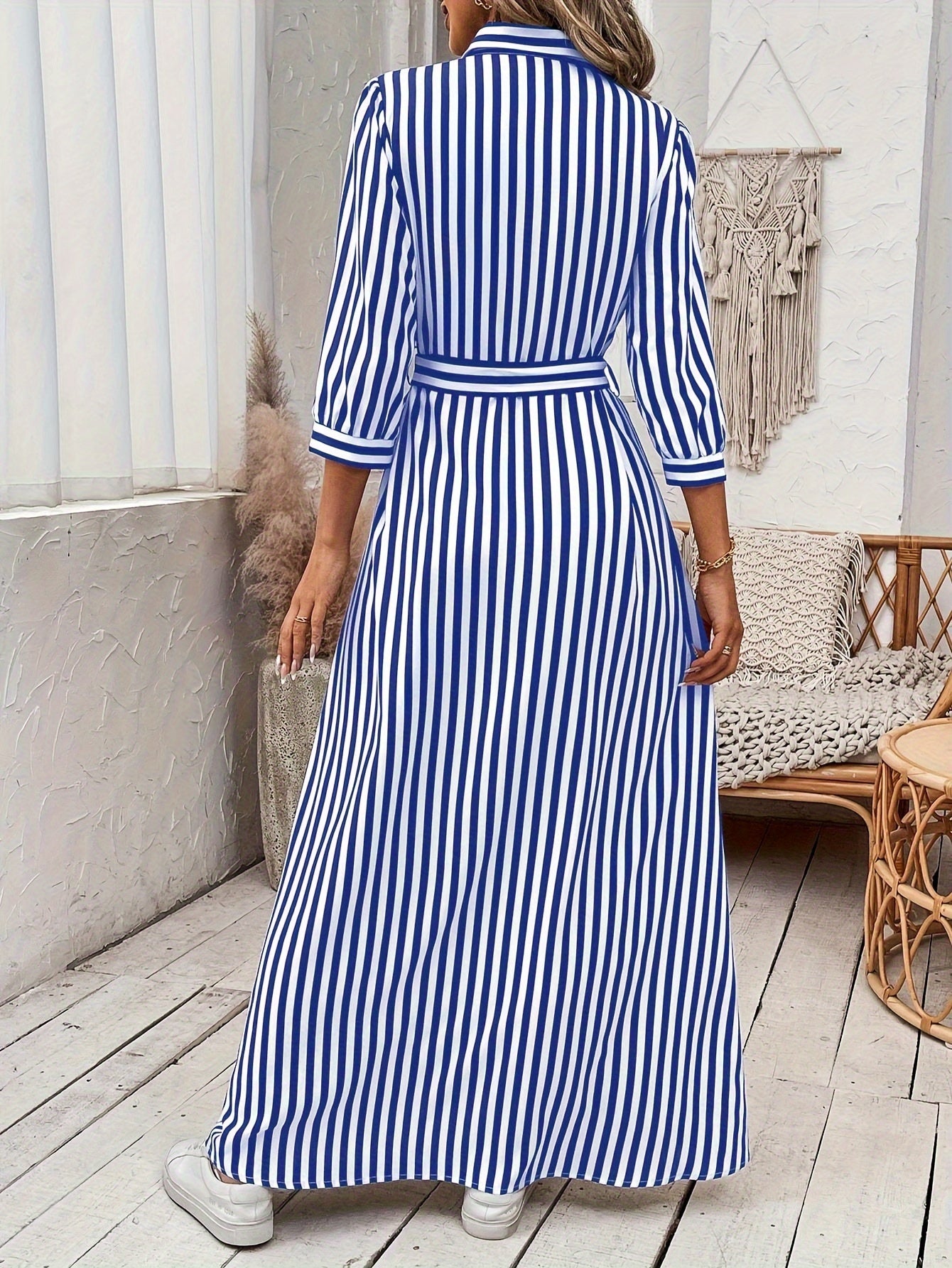 Casual Elegant Women's Striped Print Dress