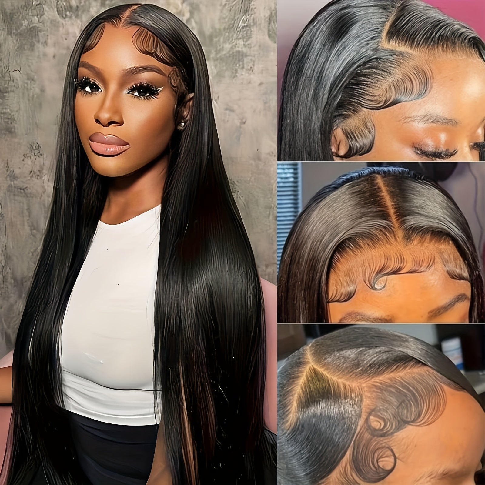 Silvery Grey 13x4 Transparent Lace Frontal Wig 26 Inches Silvery Straight Lace Front Wigs for Women 180% Density Synthetic Heat Resistant Fiber High temperature fiber Straight Glueless Lace Wig Natural Straight Long Lace Wig