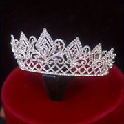 New High-end Silvery Wedding Crown for Brides, European and American Style Shining Crown