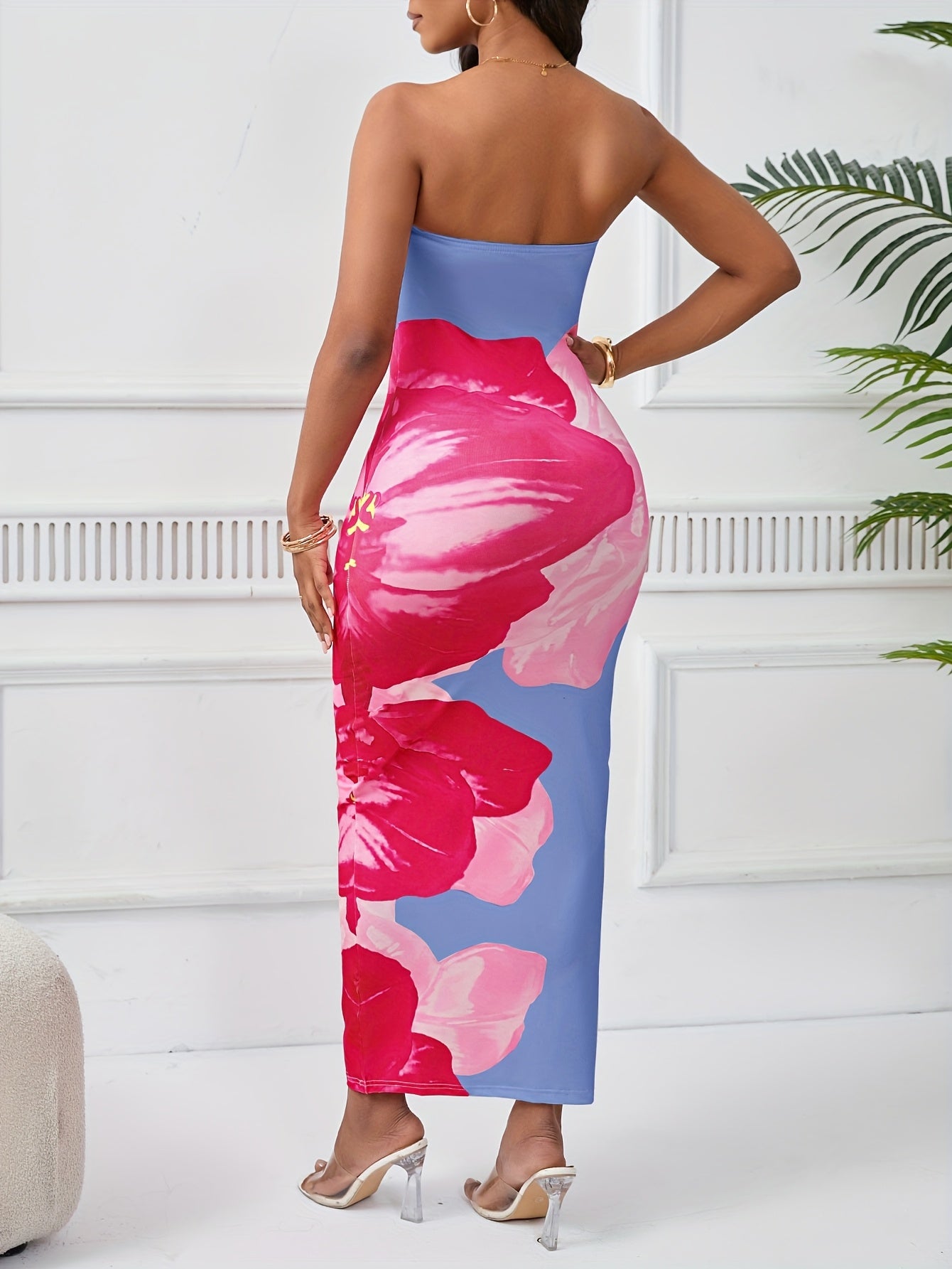 Women'S Printed Strapless Dress