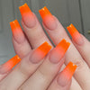 A Set of 24 Orange Gradient French Fake Nails, Perfect for DIY Valentine'S Day Gifts, Featuring Yellow Wearable Nails Suitable for Women And Girls. This Removable Press-On Nail Kit Comes with Jelly Glue And a File.