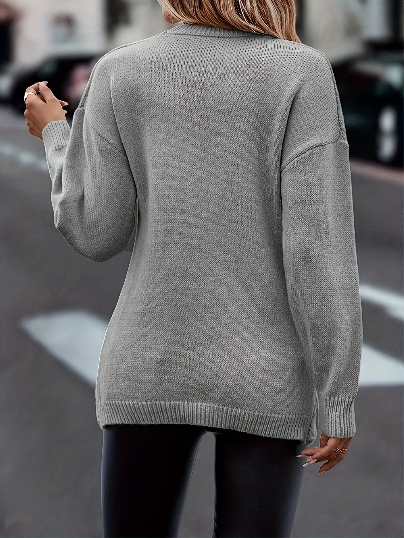 Cable Knit Cross Front Sweater - Elegant Long Sleeve Sweater For Fall & Winter - Women's Clothing - Soft & Cozy Knit Material - Perfect Gift for Women