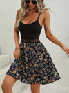 Small Floral Print Spliced Dress with Halter Neck