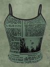 Sleeveless Tank Top with a Directional Letter Monster Print