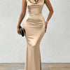 [Purple Bodycon Dress] Purple Elegant Bodycon Midi Dress | V-Neck, Ruched Side, Stretchy Polyester Blend, Perfect for Spring & Summer Events | Smooth Glossy Texture, Spring Fashion