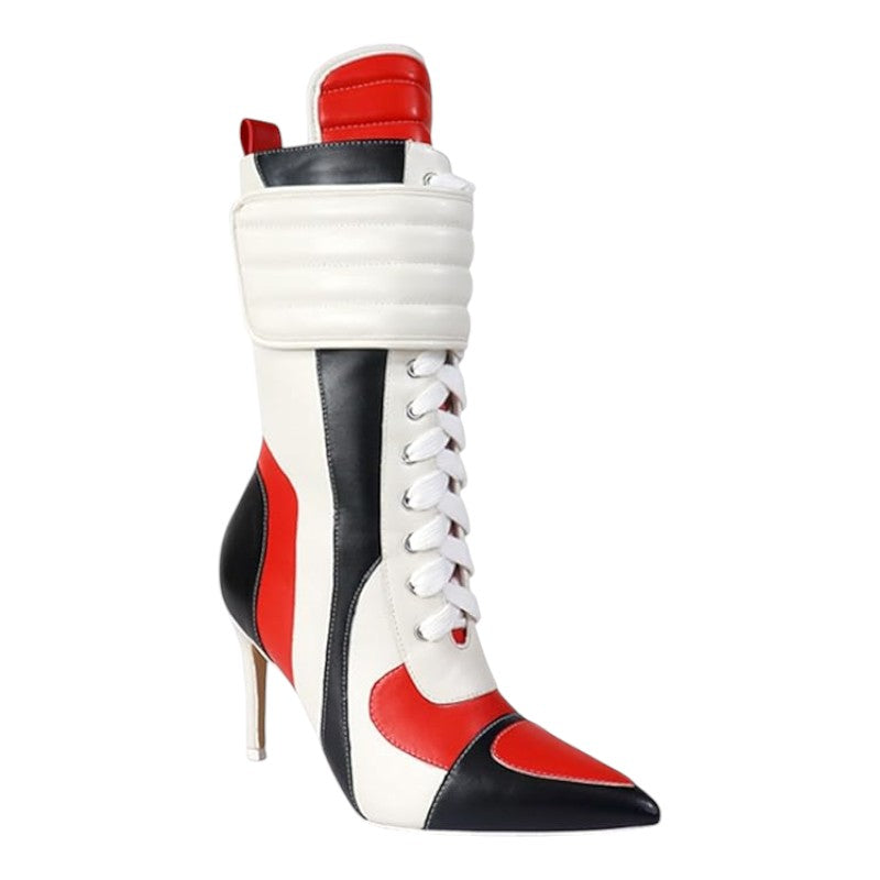 Women's Pointed Toe Heel Boots Stiletto Heels Mid-Calf Boots Zipper Boots Booties