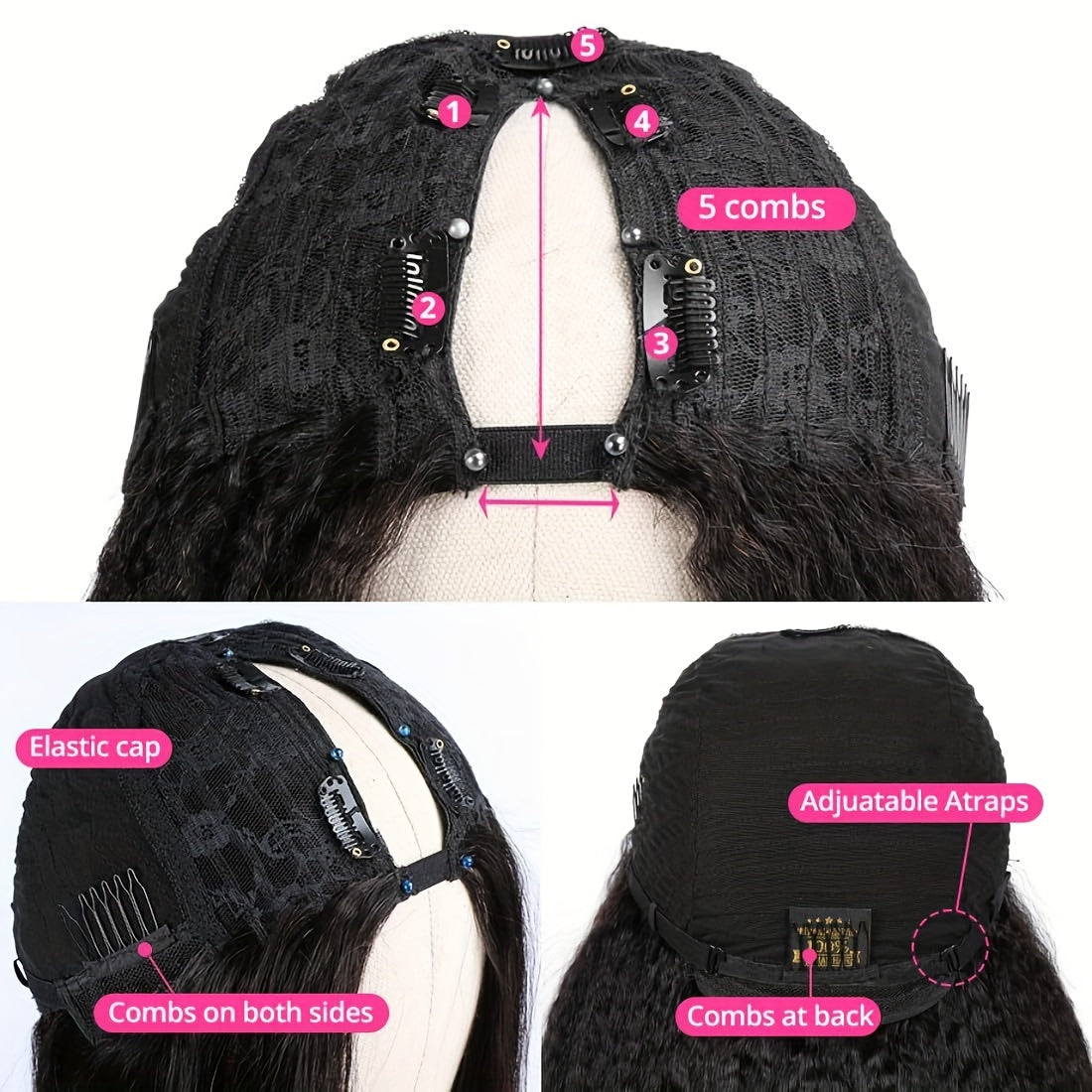V Part Afro Kinky Curly Human Hair Wig for Women - 100% Brazilian Virgin Hair, 250% Density Glueless Clip-In Half Wig with Rose Net Cap, No Leave Out & Natural Color, Beginner Friendly, Versatile Hairpiece | Elegant Hairstyle