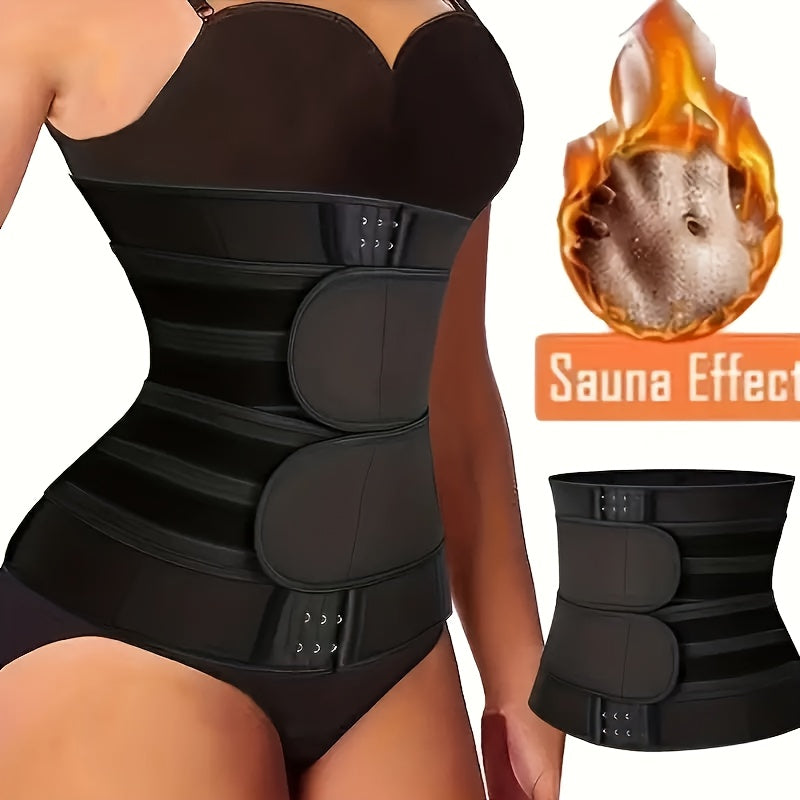 One Adjustable Size Waist Cincher Belt Black Buckle Double Waistband Shapewear