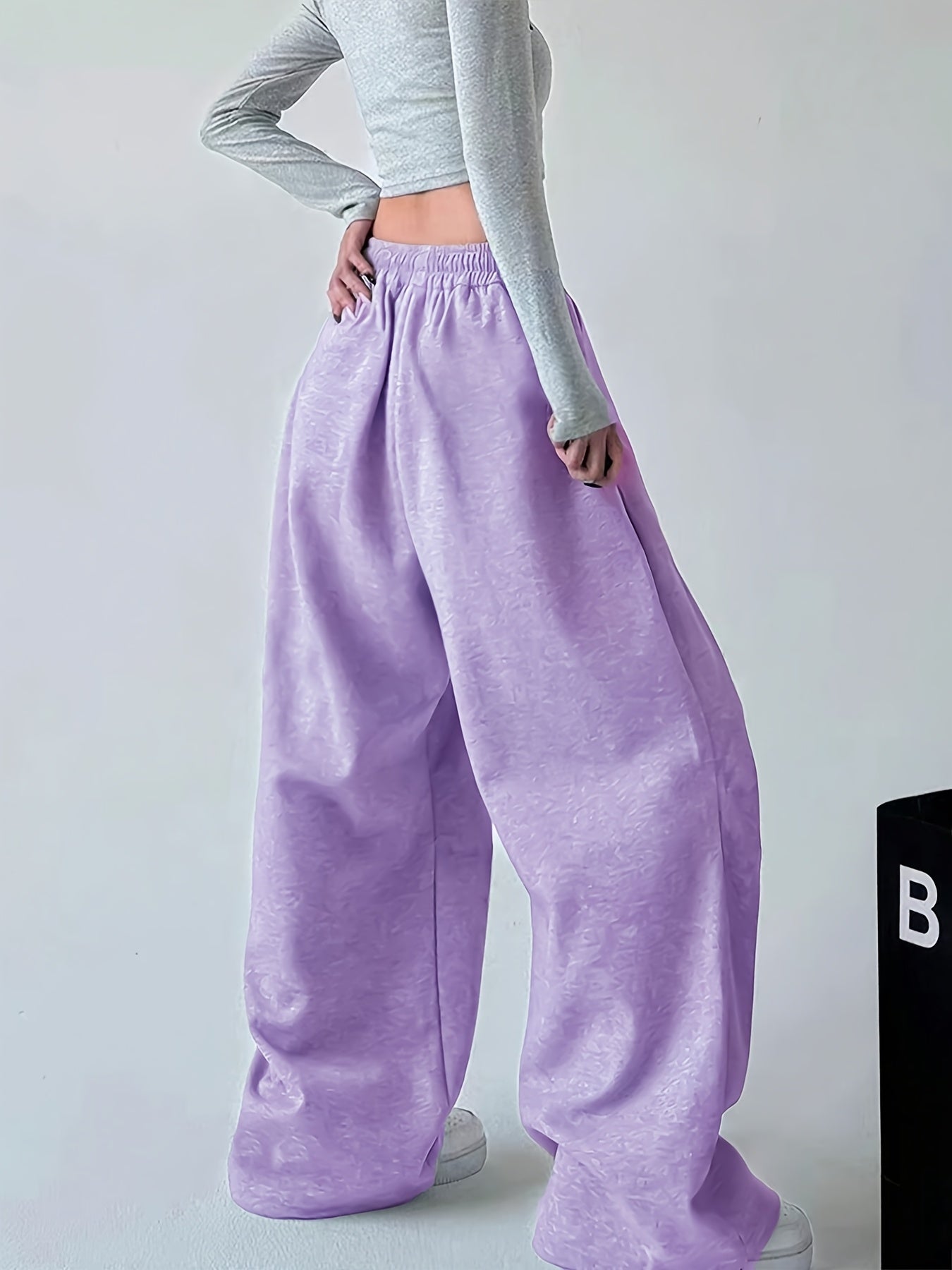 Women's Angel and Devil Wing Print Joggers - Casual Loose Fit Wide Leg Sweatpants with Drawstring Waist, Black Polyester, Versatile Clothing|Bold Print Leggings|Glossy Fabric Pants