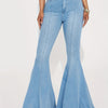 Women's High-Stretch Flare Jeans - Trendy Fashion Denim Bell Bottoms, Comfortable Fit, Versatile Style, Blend, Machine Washable - Perfect for Spring/Summer/Fall