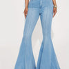 Women's High-Stretch Flare Jeans - Trendy Fashion Denim Bell Bottoms, Comfortable Fit, Versatile Style, Blend, Machine Washable - Perfect for Spring/Summer/Fall
