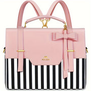 Laptop Case Briefcase for Women, 15.6 Inch Convertible Laptop Briefcase Backpack with Bow, Cute Kawaii Computer Messenger Crossbody Laptop Tote Bag Carrying Case for College Work Travel 3-in-1, Valentine's Day Gift, Valentine