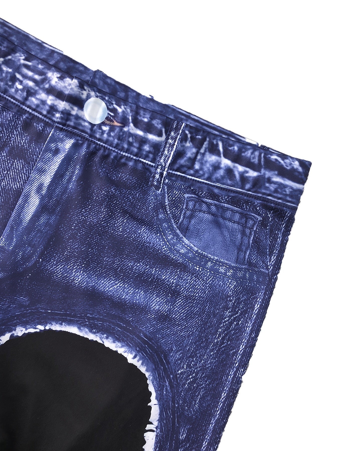 Women's Imitation Denim-Effect Full-Body Print Leggings - Slim-Fit Stretch Pants with Distressed Details, Elastic Waist & Machine Washable for Casual & Office Wear, Office Leggings, Seamless Leggings, Stretch Denim Leggings