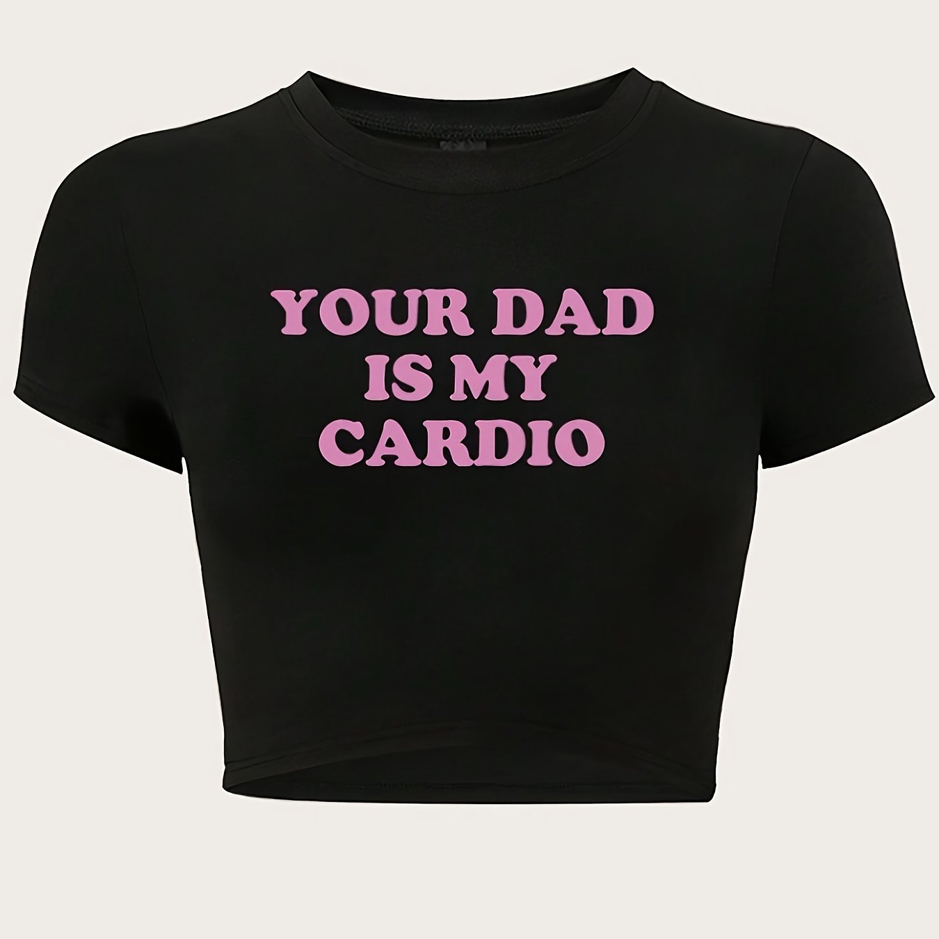 Letter Print Crop Slim T-Shirt, Y2K Short Sleeve T-Shirt For Spring & Summer, Women's Clothing