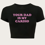 Letter Print Crop Slim T-Shirt, Y2K Short Sleeve T-Shirt For Spring & Summer, Women's Clothing