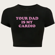 Letter Print Crop Slim T-Shirt, Y2K Short Sleeve T-Shirt For Spring & Summer, Women's Clothing