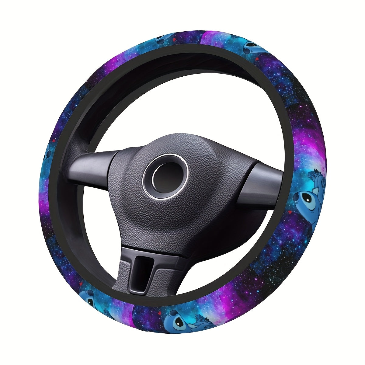 15 Inch Disney Stitch Catone Steering Wheel Cover, Universal Fit, No Inner Circle, Polyester Fiber, Anti-Slip, Protective, for Car, Truck, SUV, Men and Women