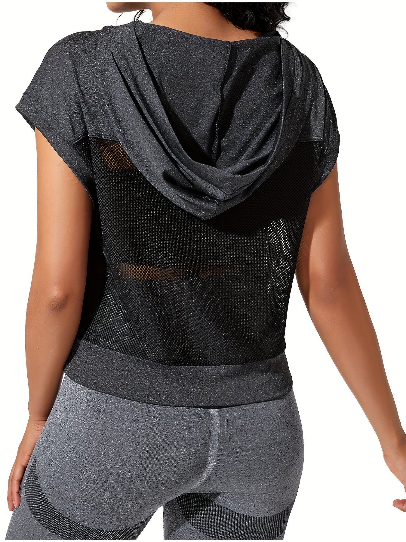Women's High-Stretch Breathable Mesh Workout Jacket - Loose-Fit Sleeveless Yoga Running Top with Elegant Back Panel Design, All-Season Gym & Casual Outdoor Activewear, Racerback Design | Comfortable Fit, Workout Accessories