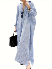 Women's Long Sleeve Striped Shirt Dress
