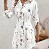 Elegant And Fresh Vacation-Style Floral Print Shirt Dress.