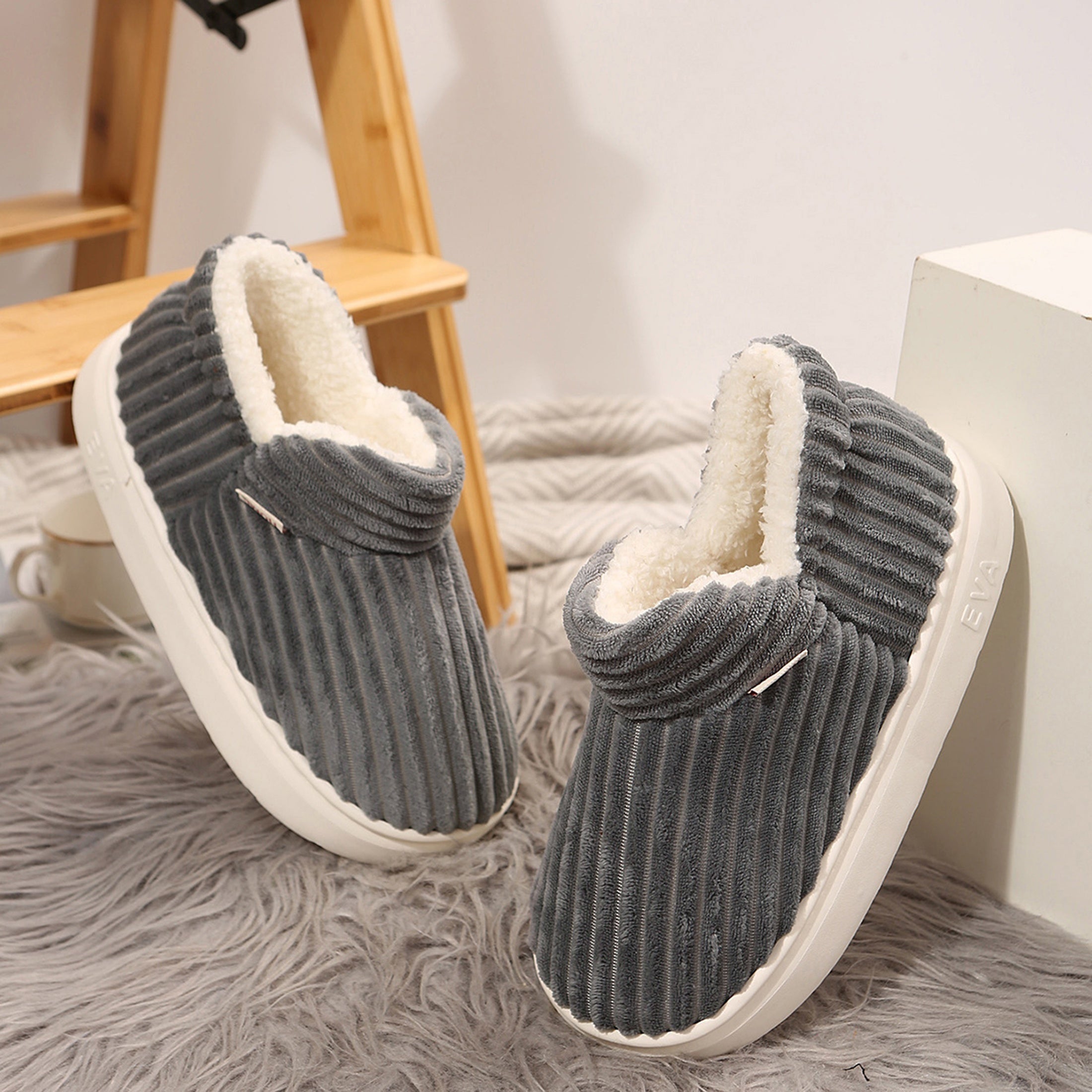 Cozy Flannel Women's Winter Slippers - Non-Slip, Ultra Warm, Plush Comfortable Shoes For Indoor And Outdoor Use With Soft Fabric Insole, TPR Sole And Solid Color Design - For Women - Perfect for Cold Weather & Relaxing at Hom