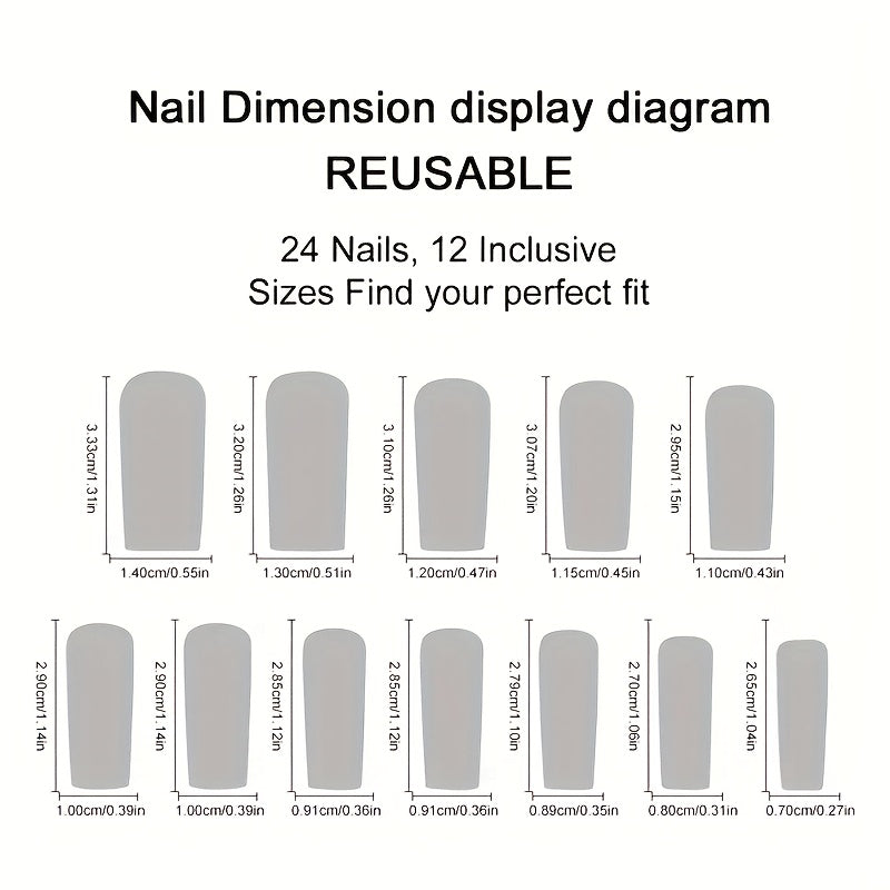 Glamorize Yourself with 24pcs Long Square Water Pipe Nails Cute 3D Hello Kitty Love Streamer Bow White French Full Cover False Nail Stickers Set, Gift for Women and Girls