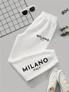 Milano Italy Printed Women'S Jogger Pants, Casual Knit Polyester 100% Fabric, 190g/m², All-Season, with Pockets, Fashionable Long Jogging Trousers for Adult