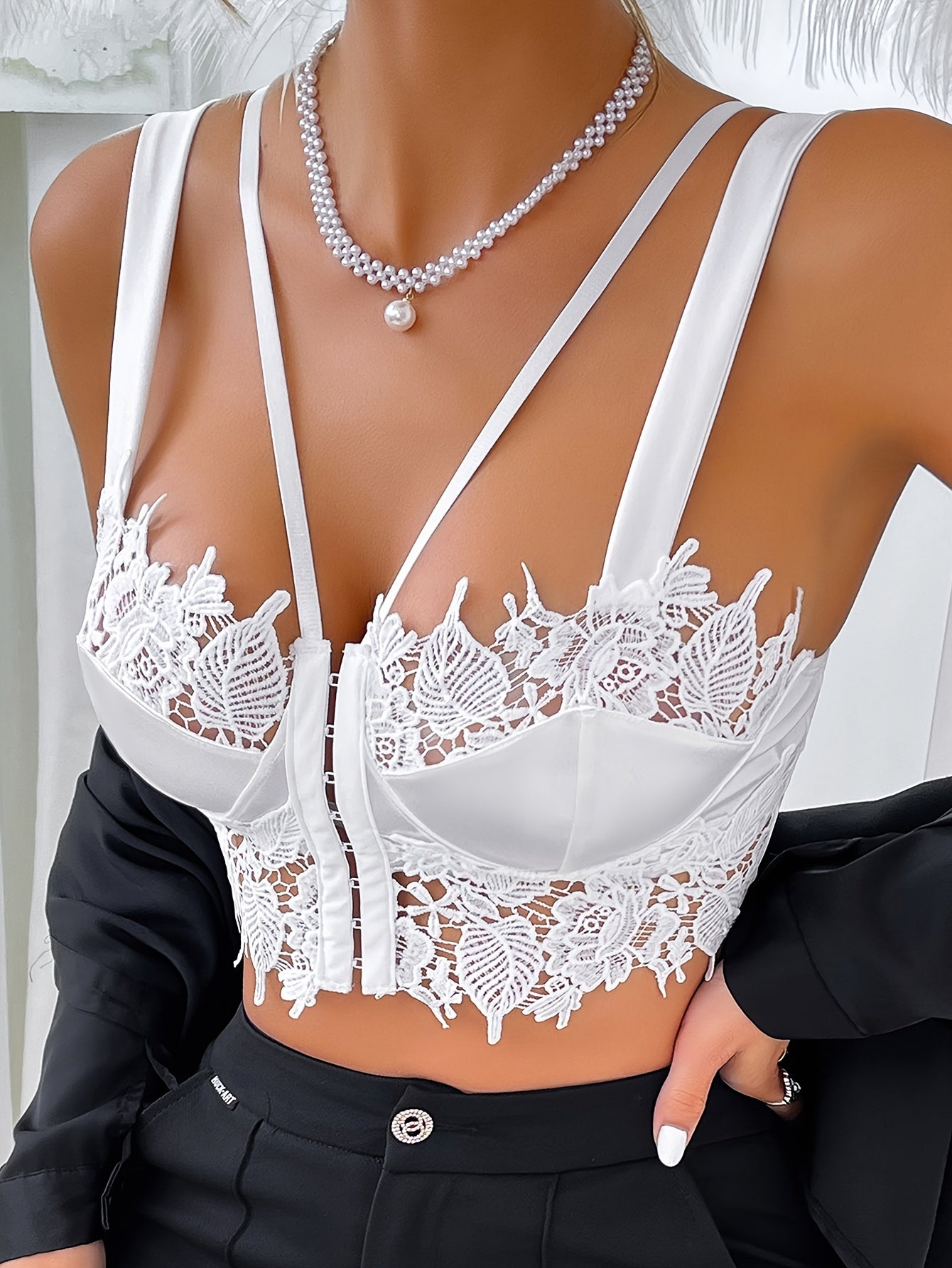 Vibrant Floral Embroidery Semi Sheer Vest Top - Camisoles & Tanks with Elastic Breathable Fabric, Sexy Front Closure, and Lingerie-Grade Comfort - Perfect for Women's Lingerie and Underwear Needs