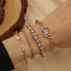 4pcs/Set Elegant Imitation Gemstone Rhinestone Claw Chain Twist Bracelet Open Bangle for Women, Perfect for Vacation & Casual Attire