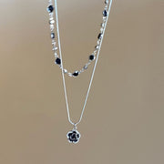 Double-layer Twin Rose Zircon Necklace For