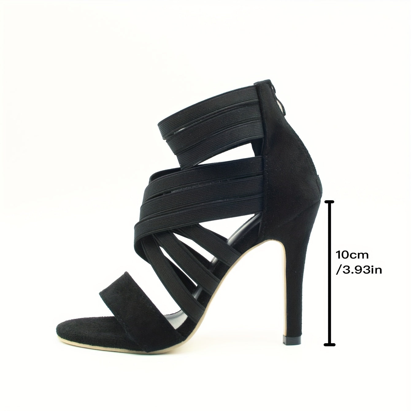 Women's Stiletto Heeled Sandals, Fashion Open Toe Dress Pumps, Stylish Back Zipper Heels