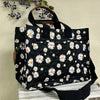 Chic Floral Tote Bag for Women - Versatile Shoulder & Crossbody Laptop Handbag with Multiple Pockets, Durable Polyester, Perfect for Work and Travel - Available in White, Cream, Black - For Fashionable Women - Suitable for Of