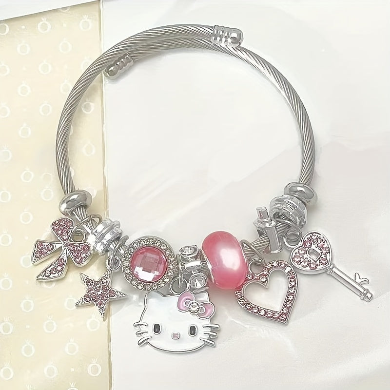 Sanrio Hello Kitty Bracelets, Creative Cartoon Bangles for Girls, Sweet Gifts for Girls