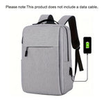 1pc Grey Business Laptop Backpack, Lightweight Fabric Travel Bag with Adjustable Strap, Zipper Closure, Polyester Lining, Sewing Thread Detail, Lace-Up Design for School, Outdoor, Valentines Gift