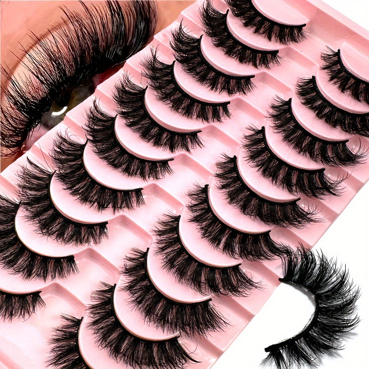 10 Pairs New False Eyelashes Cat Eye Fluffy False Mink Eyelashes 8D Wispy Eyelashes Dramatic Long Thick Curled False Eyelashes Natural Looking Soft Fluffy 3D False Eyelashes Russian Curled Eyelashes