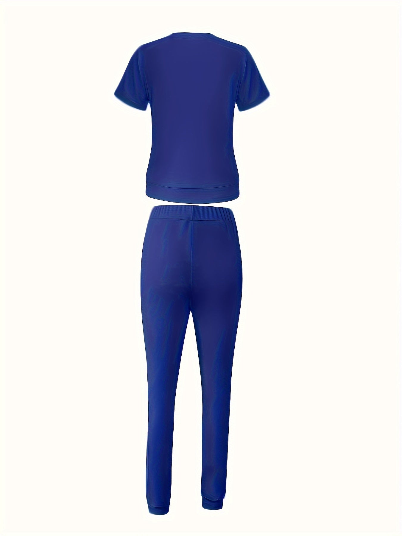 Women's Casual Polyester Knit Sweatpants Set with Round Neck and Alphabet Letter Print, Spring/Summer Collection - Love Letter Design - For Women - Made of Polyester - Perfect for Casual Wear & Loungewear - Ideal Gift for Fas