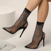 Women's Rhinestone Decor Stiletto Heels, Sexy Evening Party Street Style Pumps, Women's Breathable Mesh Heels