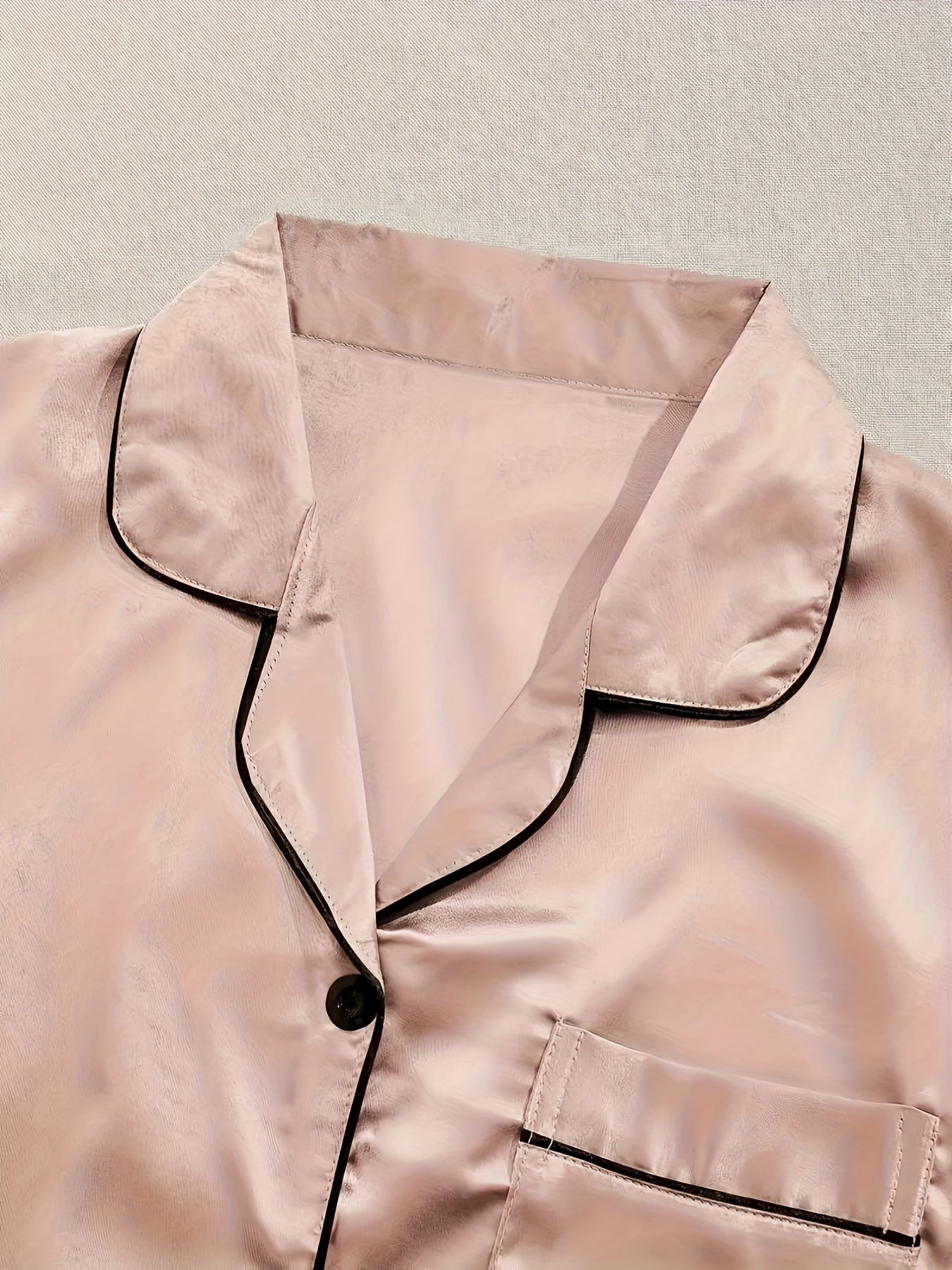 3 Sets Solid Satin Pajama Set, Casual Short Sleeve Buttons Lapel Top & Elastic Shorts, Women's Sleepwear
