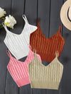 Valentine's Day 4 Packs Cable Knit Cami Tops, Versatile Crop V Neck Summer Sleeveless Cami Tops, Women's Clothing