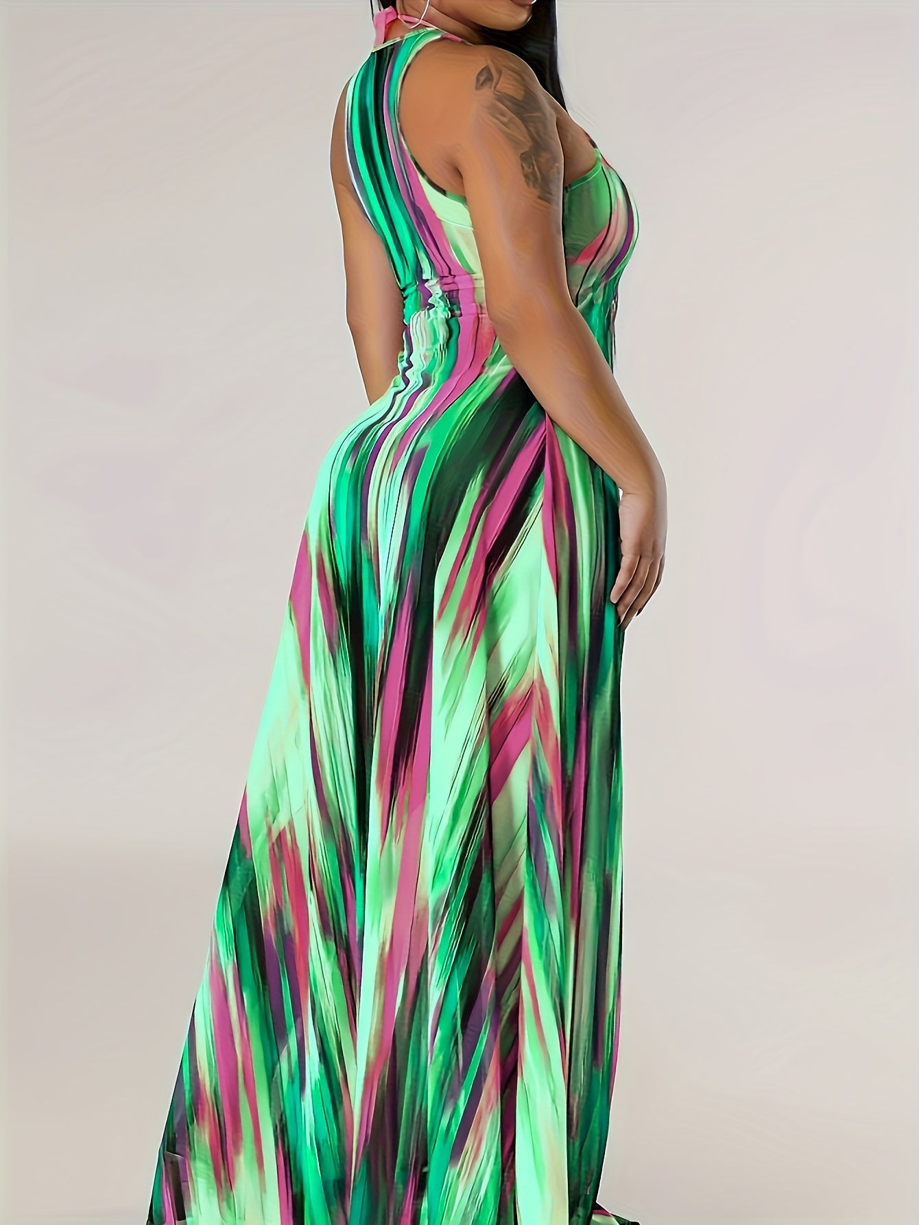 Plus-Size Sexy Sheer Split Sleeveless Beach Cover-Up Dress