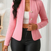 Elegant Pink Textured Polyester Blazer for Women - Single Button Design, Long Regular Sleeves, Knit Fabric, Lightweight - For All Seasons - Perfect for Work, Parties & Casual Wear - Ideal Gift for Women