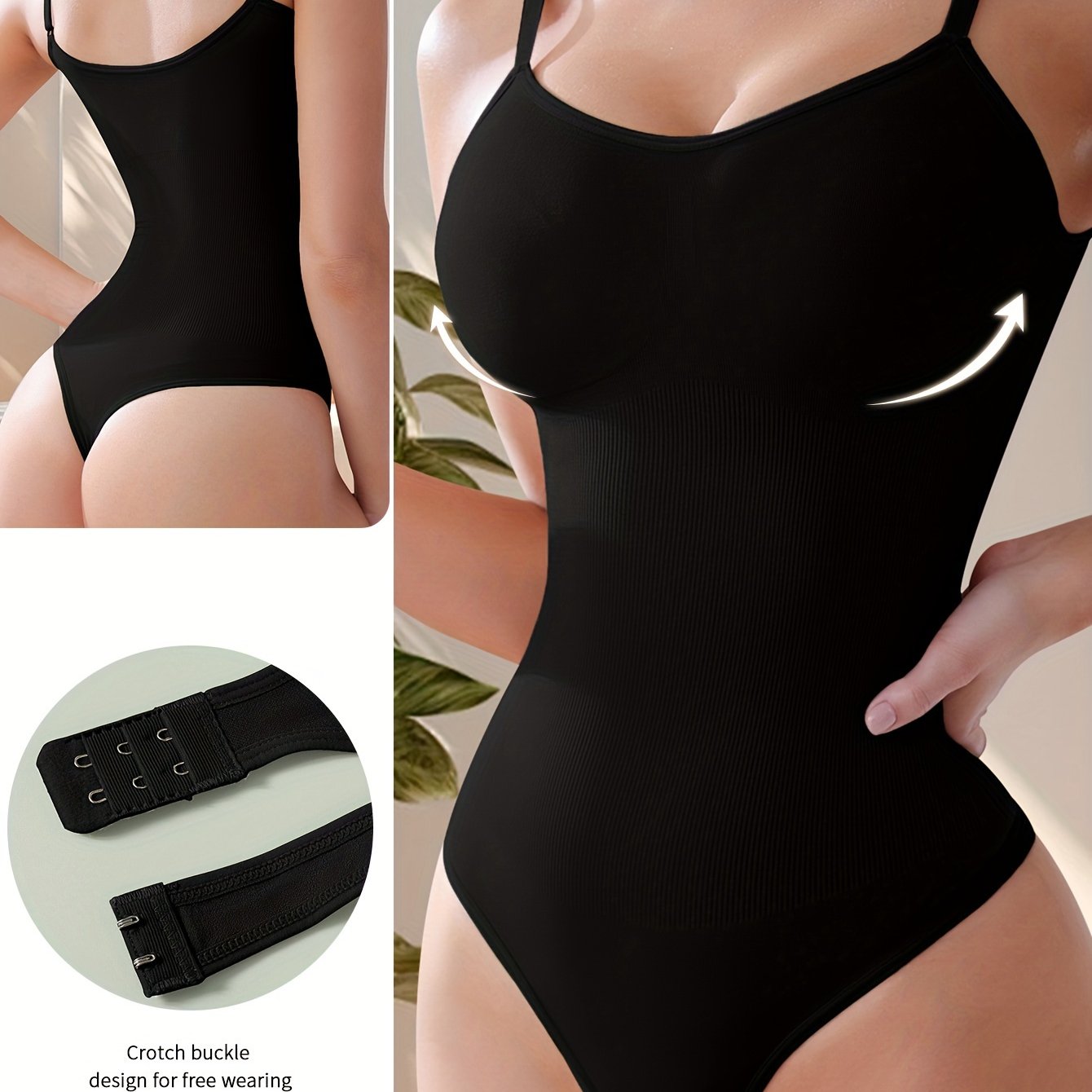 Breathable & Comfortable High-Waisted Bodysuit - Women's Seamless Shaping Cinched Waist Zipper - Stretchy & Supportive