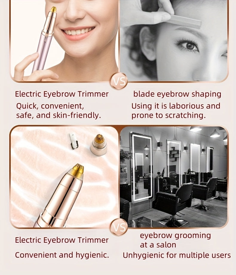 Electric Eyebrow Trimmer, Automatic, USB Charging, Rechargeable Lithium Battery 60mAh, Unscented, Abs Material, with Eyebrow Knife and Shaper (or Blade) for Women, Unisex Body Hair Remover