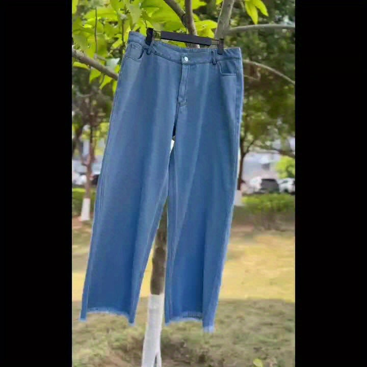 Women'S Low Rise Wide Leg Jeans Raw Hem Straight Baggy Denim Pants Casual Loose Boyfriend Mom Jean Trouser