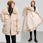 Cross-border Fleece-lined Thickened Parka Collar Slim Fit Slimming Cotton Coat